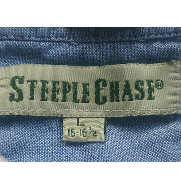 Steeplechase Shirt Men's L Blue White Striped Button-Down Causal *Read Preppy - Picture 3 of 14